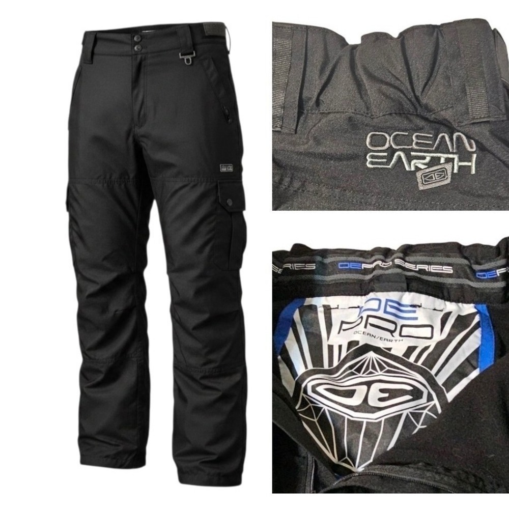 Ocean Earth‎ Pro Series Mens Black Cargo Snow Pants Large Ski L Pro Series Board